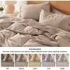 3 Pieces Linen Soft & Cozy Duvet Cover Linen Cotton Blend Bedding Set Tropical Plants Beige Color Cooling Bedding - 4 of 4