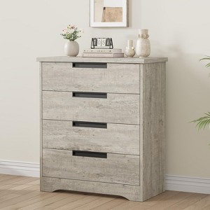 4 Drawer Dresser for Bedroom, Natural Chest of Drawers with Embedded Handles Design, Wooden Dresser Organizer for Living Room, Hallway and Entryway - 1 of 4