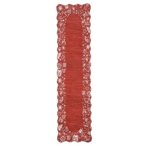 Winter Holiday Christmas Area Rug, Scalloped Xmas Decor Rugs for Bedroom Living Room, Low Pile Non Slip Carpet for Dining Room - 1 of 4