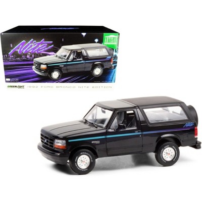 1992 Ford Bronco "Nite Edition" Black with Multicolor Stripes 1/18 Diecast Model Car by Greenlight