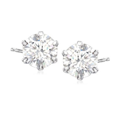 Ross-Simons 4.00 ct. t.w. Moissanite Stud Earrings in Sterling Silver