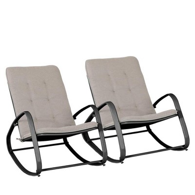 2pc Patio Modern Rocking Chair - Black - Captiva Designs
