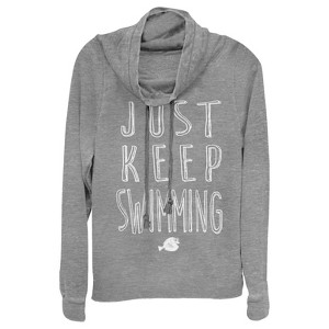 Juniors Womens Finding Dory Keep Swimming Cowl Neck Sweatshirt - 1 of 4