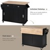 Kitchen Cart with Rubber Wood Drop-Leaf Countertop, Sliding Barn Door, Adjustable Height, on 4 Wheels with Storage Cabinet & 2 Drawers - 4 of 4