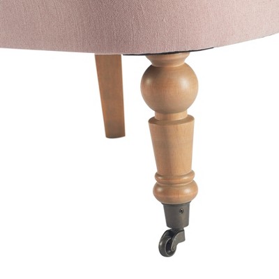 Blush Pink Tufted Armless Slipper Chair with Turned Legs