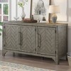 MDF and Pine Veneer 3-Door Storage Cabinet Sideboard with Adjustable Shelves and Iron Handles for Living Room, Entrance, or Study Room - 2 of 4