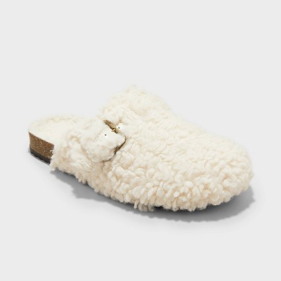 Girls' Faux-Shearling Loafer Slippers - Cat & Jack™ Ivory 13
