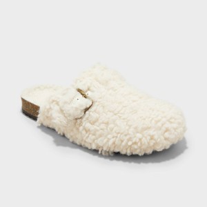 Girls' Faux-Shearling Loafer Slippers - Cat & Jack™ Ivory - 1 of 4