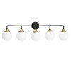 POWLIG 38.9-in 5-Light Black Gold Dimmable Bathroom Vanity Light with 5.9in Milk Opal Glass Globe Shade - 2 of 4