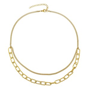 Slate by Rebl Two-Layer Paperclip Chain Necklace  Stainless Steel - 1 of 2