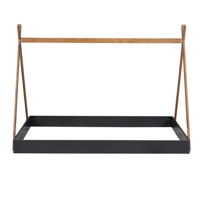 YNXARIA Solid Wood Full Size Platform Bed Frame with Triangular Structure in Black and Brown, Built to Last