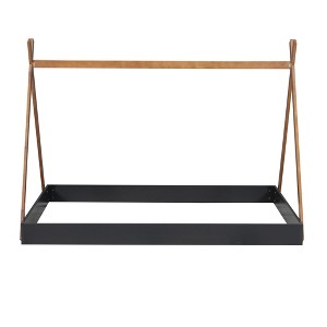 YNXARIA Solid Wood Full Size Platform Bed Frame with Triangular Structure in Black and Brown, Built to Last - 1 of 4