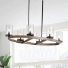 6-Light Farmhouse Dining Room Chandelier, Oval Wood Frame with Clear Seeded Glass Shades - 2 of 4