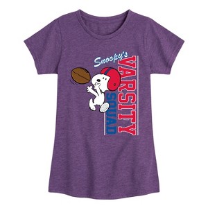 Girls' - Peanuts - Snoopy Varsity Squad Fitted Short Sleeve Graphic T-Shirt - 1 of 4
