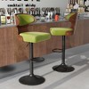 Zeus & Ruta Green Bentwood Swivel Bar Stool with Back and Footrest, Adjustable Height, PU Leather Seat for Kitchen, Bar, or Dining Room - 2 of 4
