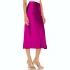 Women's Satin Midi Skirt - High Waist Slit Design with Comfortable Elastic Waistband Rosered - 4 of 4