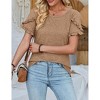 Women's Summer Short Sleeve T-Shirt Casual Round Neck Top With Ruffle Trim - 2 of 4