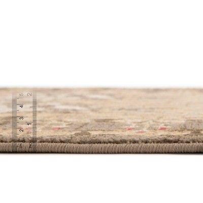Edinburgh Brown and Red Floral Synthetic Rectangular Area Rug