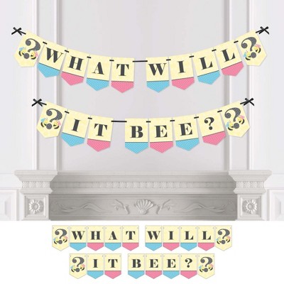 Big Dot of Happiness What Will It Bee - Gender Reveal Bunting Banner - Party Decorations - What Will It Bee