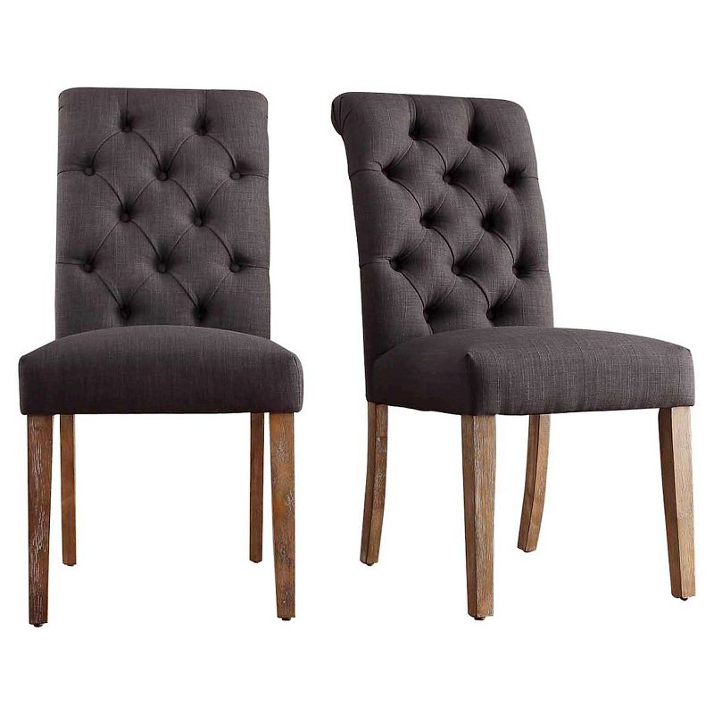 Set of 2 Gramercy Button Tufted Dining Chair Wood - Inspire Q, 1 of 13