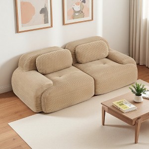 Corduroy 2-Seater Modular Sofa with Curved Arms & Anti-Slip Base - 1 of 4