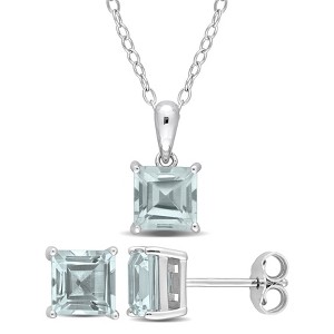 EVERLY JEWELRY | Sterling Silver Created Gemstone and Multiple Gemstones 2-Piece Set of Pendant with Chain and Earrings. - 1 of 3