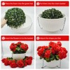 2 Set Artificial Outdoor Geraniums Flowers w/Hanging Basket, 2 Hanging Planters & 12 Pcs Red Geranium Flowers for Christmas Front Porch Garden Patio - 4 of 4