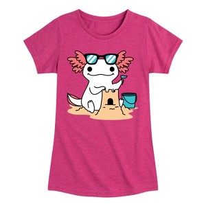 Girls' - Instant Message - Sun, Fun, & Sandcastles Fitted Short Sleeve Graphic T-Shirt - 1 of 4
