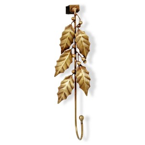 tag Antique Brass Gold Holly Leaf Wreath Hanger - Elegant Wreath Holder for Christmas Decor, 13.25 in Height - 1 of 1