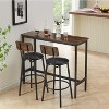 Bar Table Set with 2 Bar stools PU Soft seat with backrest, Rustic Brown, 43.31'' L x 15.75'' W x 35.43'' H( Rustic Brown) - 3 of 4