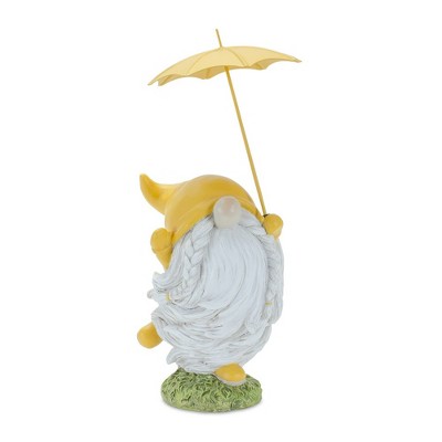 Whimsical Multicolor Polyresin Garden Gnomes with Umbrellas Set
