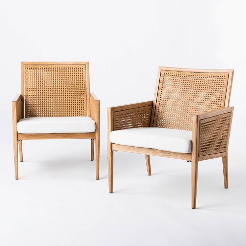 Benmore 2pk Wicker Faux Wood Patio, Outdoor Comfy Chairs