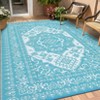 Waterproof Outdoor Rug Reversible Plastic Straw Mat, Vintage Medallion Patio Carpet for RV, Deck, Beach, Camping - 4 of 4