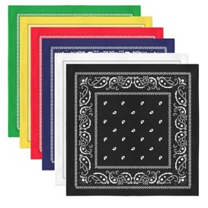 Jordefano Cowboy Western Set of 6 Paisley Cotton Bandannas - 1 of 3