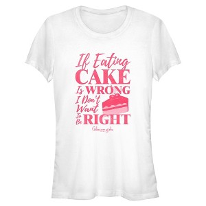 Juniors Gilmore Girls If Eating Cake Is Wrong Pink Quote T Shirt - 1 of 4
