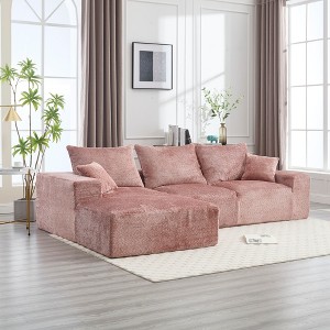108.27'' Chenille Fabric L-Shaped Sectional Sofa with Deep Seating, Removable Throw Pillows, and No Installation - 1 of 4