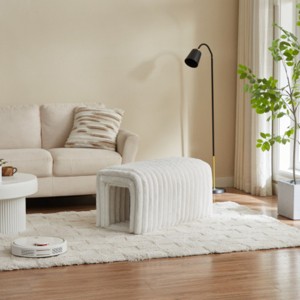 Ottoman Storage Bench With Arch Hollow,Pet Supplies Corduroy Bench,Upholstered Bench For The Living Room,Entryway And Bedroom-Cuddlewood - 1 of 4