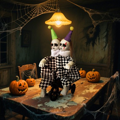 FUN LITTLE TOYS Halloween Decorations Talking Clown with Motion, Biking Clown Decors Indoor Halloween Decorations