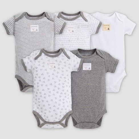 Vouwen koper majoor Burt's Bees Baby® Organic Cotton 5pk Short Sleeve Bodysuit Set - Heather  Gray 12m : Target