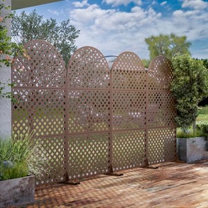 Dovelina Metal Outdoor Privacy Screen Arched Top Freestanding Patio Decorative Screens（Set of 2) - 1 of 4