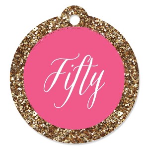 Big Dot of Happiness Chic 50th Birthday - Pink and Gold - Birthday Party Favor Gift Tags (Set of 20) - 1 of 4