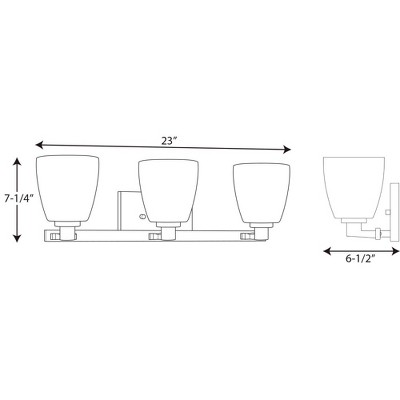 Polished Chrome 3-Light Bath Vanity Fixture with Etched Opal Glass