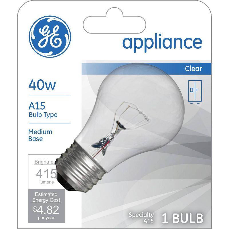 GE 40w A15 Appliance Incandescent Light Bulb White, 1 of 8