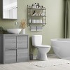Sorbus 3-Tier Wooden Floating Shelves with Metal Brackets - Storage for Towels, Over the Toilet, Bathroom Accessories & More - 3 of 4