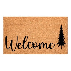HomeRoots 17" X 29" Brown And Black Christmas Outdoor Coir Door Mat - 1 of 4