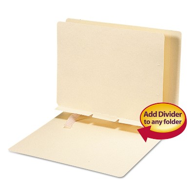 Smead Manila Self-Adhesive Folder Dividers w/Prepunched Slits 2-Sect Letter 100/Box 68021