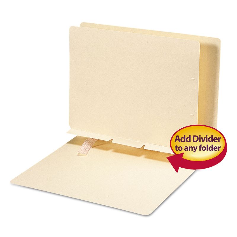 Smead Manila Self-Adhesive Folder Dividers w/Prepunched Slits 2-Sect Letter 100/Box 68021, 1 of 4