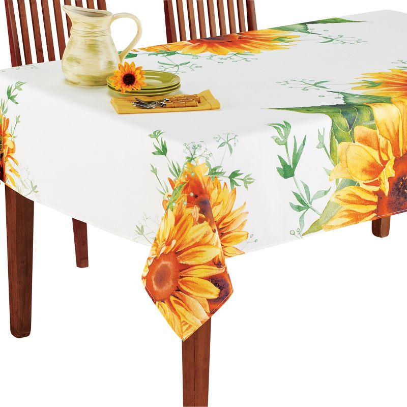 Collections Etc Beautiful Sunflower Printed Tablecloth, 1 of 4