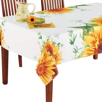 Collections Etc Beautiful Sunflower Printed Tablecloth
