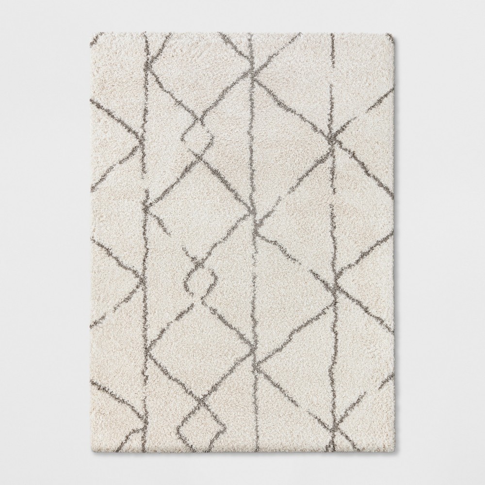 Photos - Area Rug 5'X7' Geometric Design Woven  Cream - Threshold™